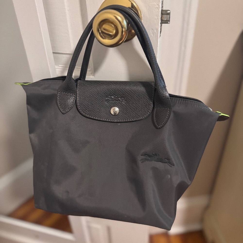 Longchamp small Le pilage green tote bag